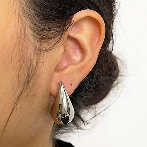 Silver Water Drop Tear Drop Earrings - Picture 1 of 7